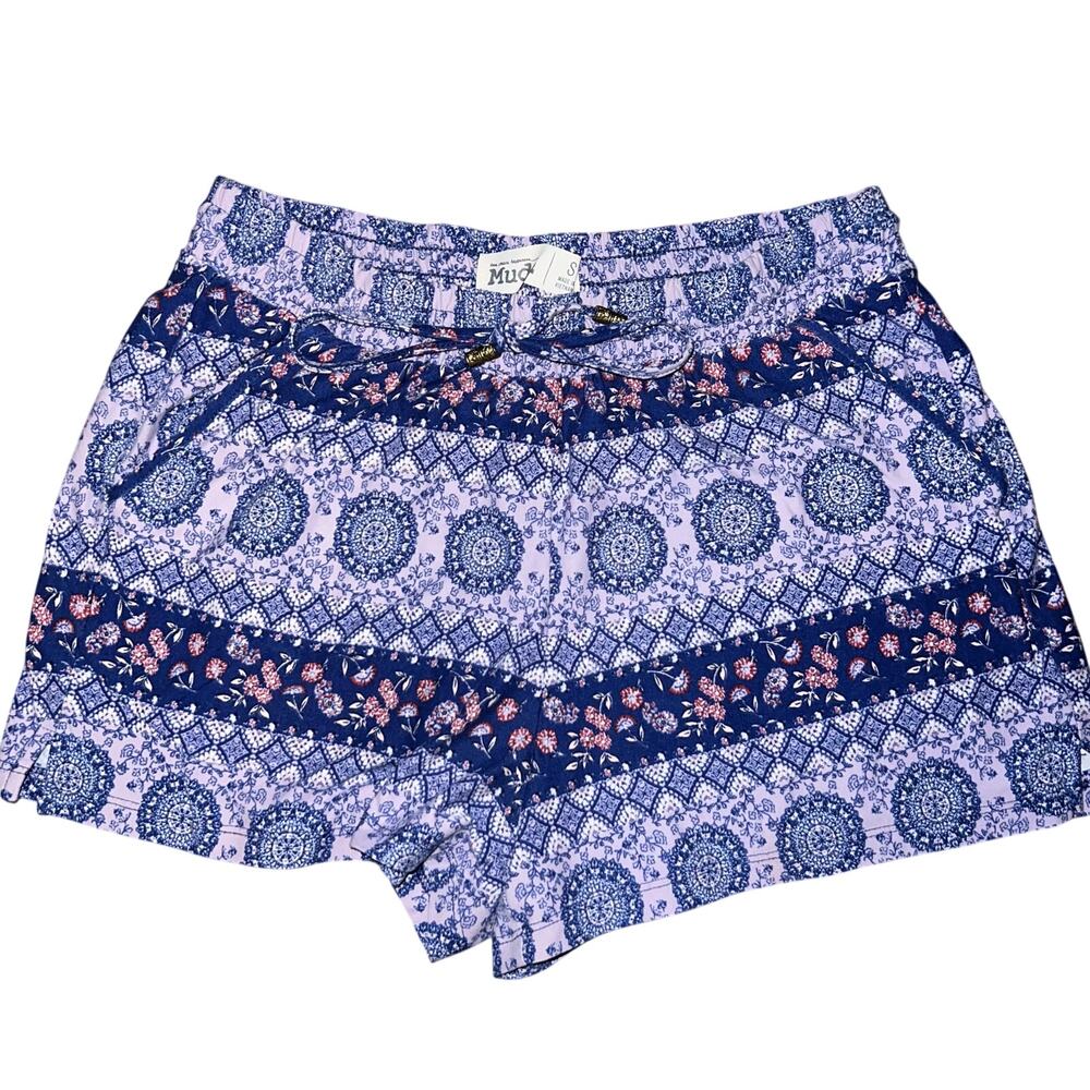Mudd Blue Floral and Tribal Mixed Print Boho Pull On Shorts Size Small